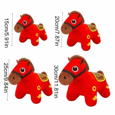 Ngựa Bông Đỏ Tết Bính Ngọ 2.026 – 5 size 15-45cm, giảm giá còn 68.000 VND