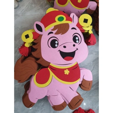 Ngựa nỉ Thần Tài 2.026 cao 100cm - Trang trí Tết, Decor góc Tết, giảm giá 50k