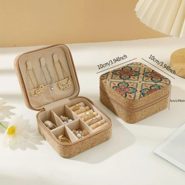 Nhẫn Bông Tai SOULSPACE - Hộp Bảo Quản Trang Sức Di Động Gỗ Bền, Hộp Đôi Đựng Mỹ Phẩm Nút Chai - 49.500₫