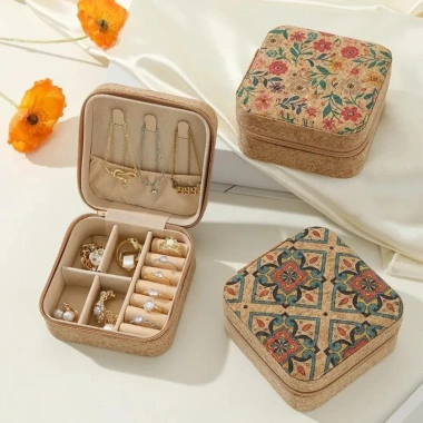 Nhẫn Bông Tai SOULSPACE - Hộp Bảo Quản Trang Sức Di Động Gỗ Bền, Hộp Đôi Đựng Mỹ Phẩm Nút Chai - 49.500₫