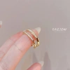 Nhẫn DREJEW hai lớp zircon sang trọng, nhẹ nhàng, phù hợp ngón tay trỏ phụ kiện nữ 6