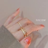 Nhẫn DREJEW hai lớp zircon sang trọng, nhẹ nhàng, phù hợp ngón tay trỏ phụ kiện nữ 9