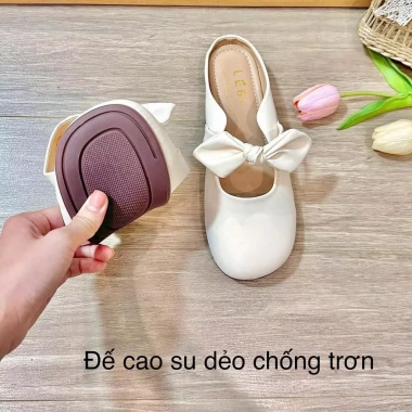 Nhận trước Tết: Dép sục nơ ngang đế dẻo da mềm êm chân, chống trơn, chỉ 195.000 VND