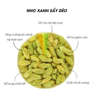 Nho khô xanh sấy không đường Nhà Lá, dẻo chua ngọt tự nhiên, giá 15.000 2