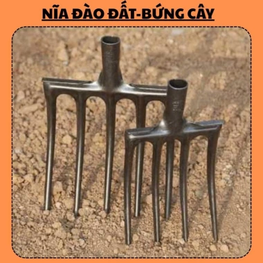 Nĩa đào đất bứng cây thép nguyên khối 4-5 răng - Giá ưu đãi 130.000đ 2