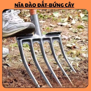 Nĩa đào đất bứng cây thép nguyên khối 4-5 răng - Giá ưu đãi 130.000đ 3