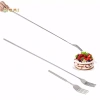 Nĩa mở rộng kính thiên văn thép không gỉ bạc – Đồ ăn BBQ, món tráng miệng, bữa tối – Bộ đồ ăn nhà bếp 8
