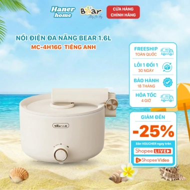 Nồi Điện Đa Năng Bear 1.6L Gấp Gọn, Du Lịch Nấu Ăn Dễ Dàng, Bảo Hành 18 Tháng, Giá 500k