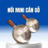 Nồi mini inox 14cm cán gỗ chống bỏng- Nấu mì, đun sữa, làm sốt, dùng bếp gas & từ