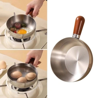 Nồi mini inox 14cm cán gỗ chống bỏng- Nấu mì, đun sữa, làm sốt, dùng bếp gas & từ 2 Nồi mini inox 14cm cán gỗ chống bỏng- Nấu mì, đun sữa, làm sốt, dùng bếp gas & từ 2