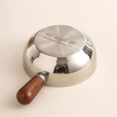 Nồi mini inox 14cm nấu mì cán gỗ, đen dễ vệ sinh, dùng cho bếp gas và bếp từ – Giá chỉ 29.000₫
