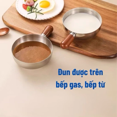 Nồi Mini Inox Cán Gỗ Chống Nóng - Nấu Mì, Cháo, Dễ Vệ Sinh, Đun Mọi Bếp, 25.000đ