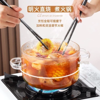 Nồi Thủy Tinh Borosilicate Chịu Nhiệt Nấu Cháo Canh Lẩu Mini Dùng Lửa Trực Tiếp và Bếp Điện Gốm Giá 82.000₫ 6