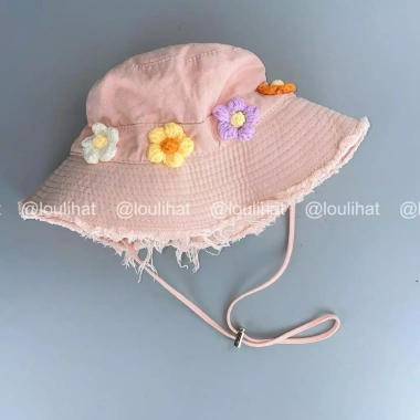 Nón bucket Mẹ và Bé LOULIHAT - Tai bèo, viền rách hoa len, thoáng mát, giá 62.998