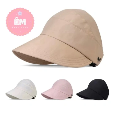 Nón bucket nữ vành rộng chống nắng, hở chóp, có nút đeo khẩu trang - Giá chỉ 59.000₫