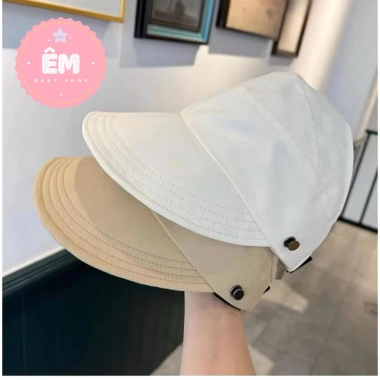 Nón bucket nữ vành rộng chống nắng, hở chóp, có nút đeo khẩu trang - Giá chỉ 59.000₫