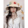 Nón bucket tua rua viền rách gắn hoa len - Unisex chống nắng, người lớn & bé 2‑5 tuổi 3