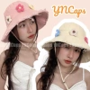 Nón bucket tua rua viền rách gắn hoa len - Unisex chống nắng, người lớn & bé 2‑5 tuổi 10