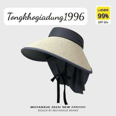 Nón chóp nữ nón cói nửa đầu, vành rộng, vải che gáy, chống tia UV, chỉ 44.000₫ 9
