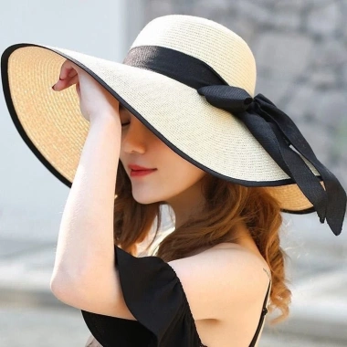 Nón Cói Đi Biển Vành Rộng Dây Nơ Đen - Siêu Nhẹ, Bảo Vệ Nắng, Giá Ưu Đãi 2