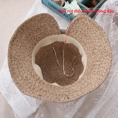 Nón cói mềm phối màu đa sắc, vành rộng 9cm, dây rút trong, lớn, giảm giá 89.000₫