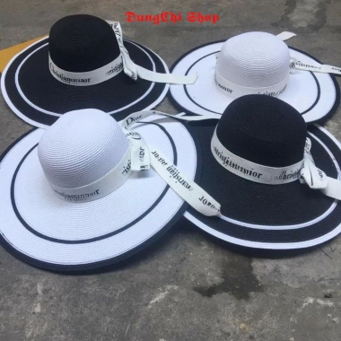 Nón cói vành rộng đai chữ viền kẻ siêu xinh - Giảm còn 65k, giá gốc 83k 3