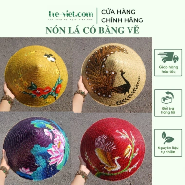 Nón lá cỏ bàng dày dặn đa mẫu vẽ đẹp kèm quai nón - Giá ưu đãi 159.000₫