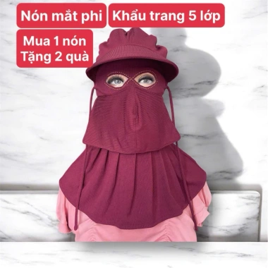 Nón mắt phi thun gân tăm – Che chắn full mặt, trán, cổ, vai, tặng 2 quà, 51k