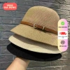 Nón Mũ Cói Vành Rộng Vintage Meta Khóa Da - Che Nắng, Đi Biển, Đi Chơi - 55k