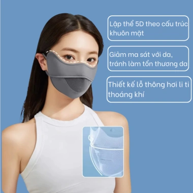 Nón rộng vành và khẩu trang UV 3 trong 1, khăn choàng bảo vệ mặt cổ mùa hè 140k 3