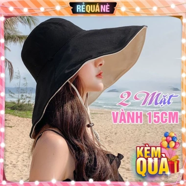 Nón Vải Vành Rộng 15cm 2 Mặt Màu Trơn Chống Nắng RQN2.263 - Giá chỉ 54.200₫