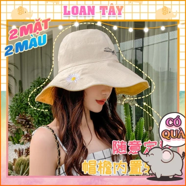 Nón Vải Vành Rộng Hoa Cúc Chữ Ký L1.663 - Thời Trang Summer, Giá Ưu Đãi 79,350₫