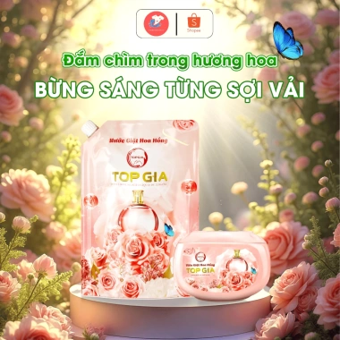Nước Giặt Xả TopGia Hương Hoa Hồng Dịu Nhẹ - Đánh Bay Vết Bẩn, Lưu Hương 72h Nước Giặt Xả TopGia Hương Hoa Hồng Dịu Nhẹ - Đánh Bay Vết Bẩn, Lưu Hương 72h