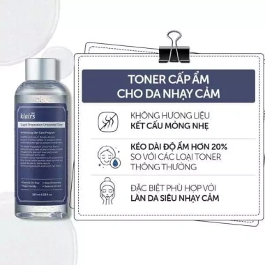 Nước hoa hồng Dear Klairs Supple Preparation Unscented 180ml – cấp ẩm, dịu nhẹ, phù hợp mọi da, chỉ 259.000đ chính hãng