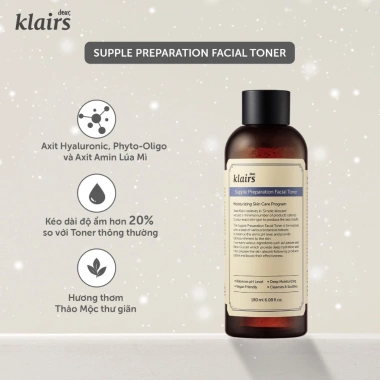 Nước hoa hồng Dear Klairs Supple Preparation Unscented 180ml – cấp ẩm, dịu nhẹ, phù hợp mọi da, chỉ 259.000đ chính hãng 4 Nước hoa hồng Dear Klairs Supple Preparation Unscented 180ml – cấp ẩm, dịu nhẹ, phù hợp mọi da, chỉ 259.000đ chính hãng 4