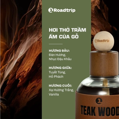 Nước Hoa Ô Tô Cao Cấp 1Roadtrip 100ml - Hương Gỗ Tế, Tinh Dầu Thiên Nhiên, Chống Say Xe, Khử Mùi