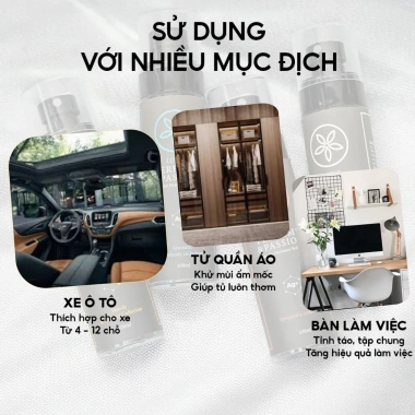 Nước hoa ô tô xịt Focar - Chống nấm mốc, hương thiên nhiên thơm dịu nhẹ, an toàn sức khỏe