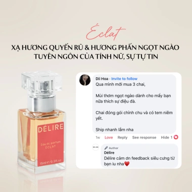 Nước hoa thuần chay Pháp DÉLIRE EDP 15ml – Thơm lâu, quyến rũ, quà tặng người yêu 539k