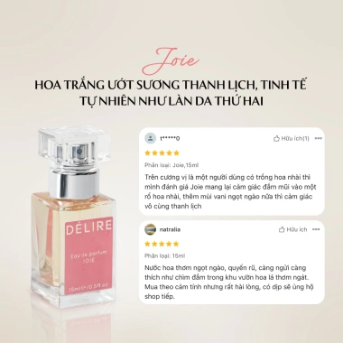 Nước hoa thuần chay Pháp DÉLIRE EDP 15ml – Thơm lâu, quyến rũ, quà tặng người yêu 539k