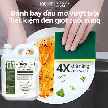 Nước Rửa Chén Hữu Cơ Bã Trà Xanh Lên Men KinKít 5.1L - Siêu Tiết Kiệm, Dịu Da Tay, Kháng Khuẩn, Giá Ưu Đãi 342.000₫ 7