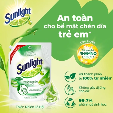 Nước rửa chén Sunlight Bio-care 100% tự nhiên, túi 3.3 kg - Giá ưu đãi 113.000₫
