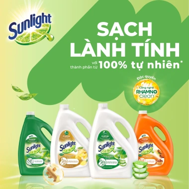 Nước rửa chén Sunlight Bio-care 100% tự nhiên, túi 3.3 kg - Giá ưu đãi 113.000₫