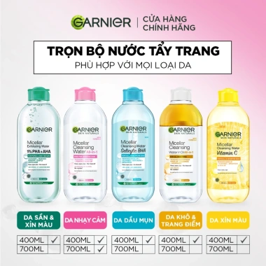 Nước Tẩy Trang Garnier Micellar Cleansing Water 400ml‑700ml – Làm sạch sâu, dịu nhẹ cho mọi da, giảm giá 155k
