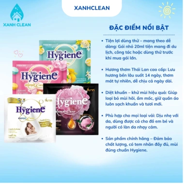 Nước Xả Vải Hygiene Dây 12 Gói 20ml - Hương Thơm Lâu, Làm Mềm Vải, Công Nghệ Thái Lan, Giá 6.000 VND 2