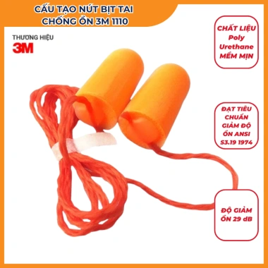Nút bịt tai 3M 1.110 chính hãng - Chống ồn 29dB, mềm mịn, tiêu chuẩn ANSI giá 90.000₫ 3