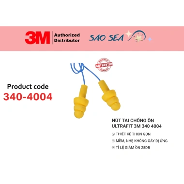 Nút bịt tai 3M Ultrafit 340-4.004 giảm ồn 25dB, mềm nhẹ, dây đeo, polymer cao cấp Giá sỉ 24.000 VND 3