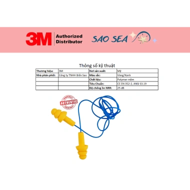 Nút bịt tai 3M Ultrafit 340-4.004 giảm ồn 25dB, mềm nhẹ, dây đeo, polymer cao cấp Giá sỉ 24.000 VND 4
