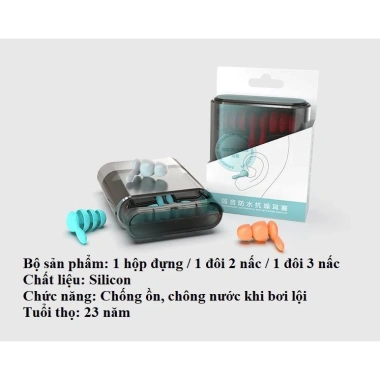 Nút Bịt Tai Chống Ồn Chống Nước Bơi Lội Bộ 2 Đôi kèm Hộp T950 Giá 18.000 8