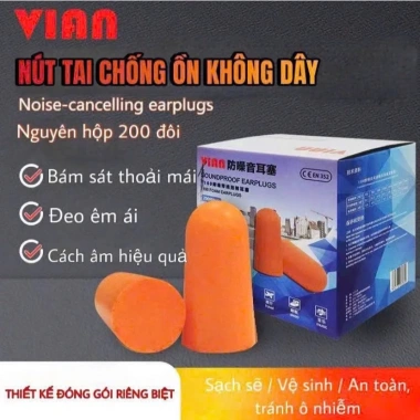 Nút Bịt Tai Chống ồn Vian 1.100 Cao Cấp - Bọt Biển Mềm Mại, Thoải Mái, Giá 22.000đ