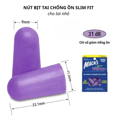 Nút Bịt Tai Slim Fit Tím Siêu Mềm, Chống ồn cho Nữ & Trẻ Em - 42.000đ 2 Nút Bịt Tai Slim Fit Tím Siêu Mềm, Chống ồn cho Nữ & Trẻ Em - 42.000đ 2
